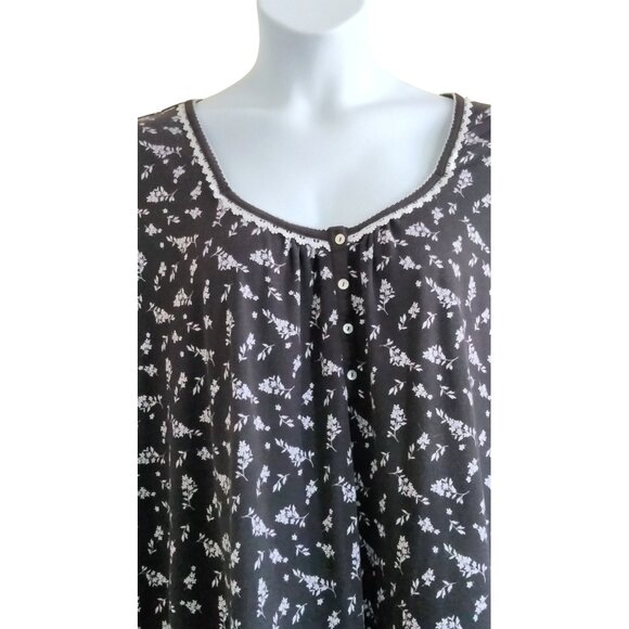 Croft & Barrow 4X Nightgown Womens Floral Button Front Short Sleeve Intimates - Picture 3 of 9
